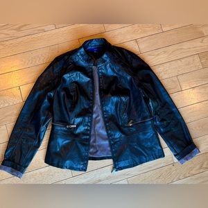 Apt. 9 Faux Leather jacket, black with striped liner
